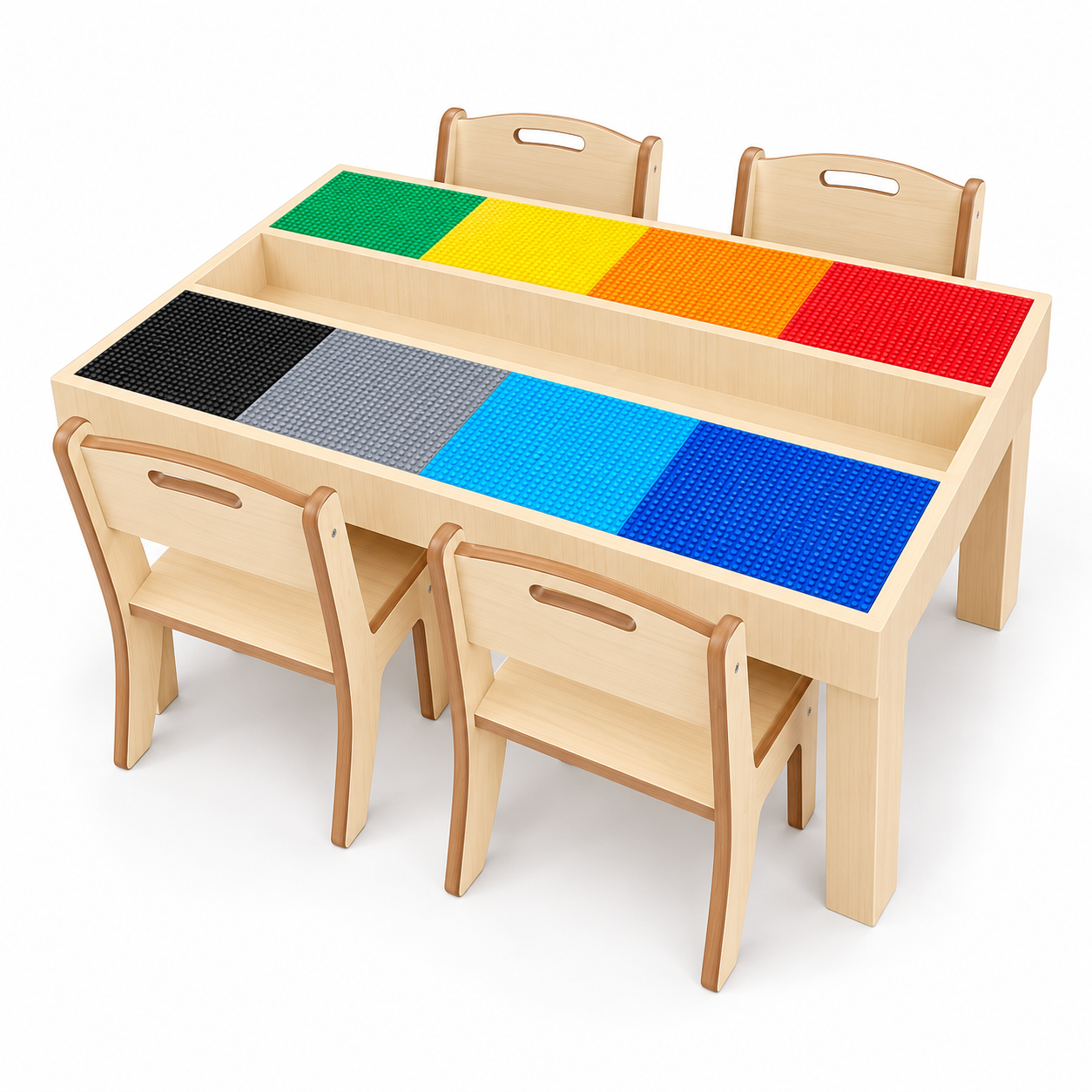 Blockgather Building Table with Four Chairs — Nurseries & Kindergartens furniture by EduJaz