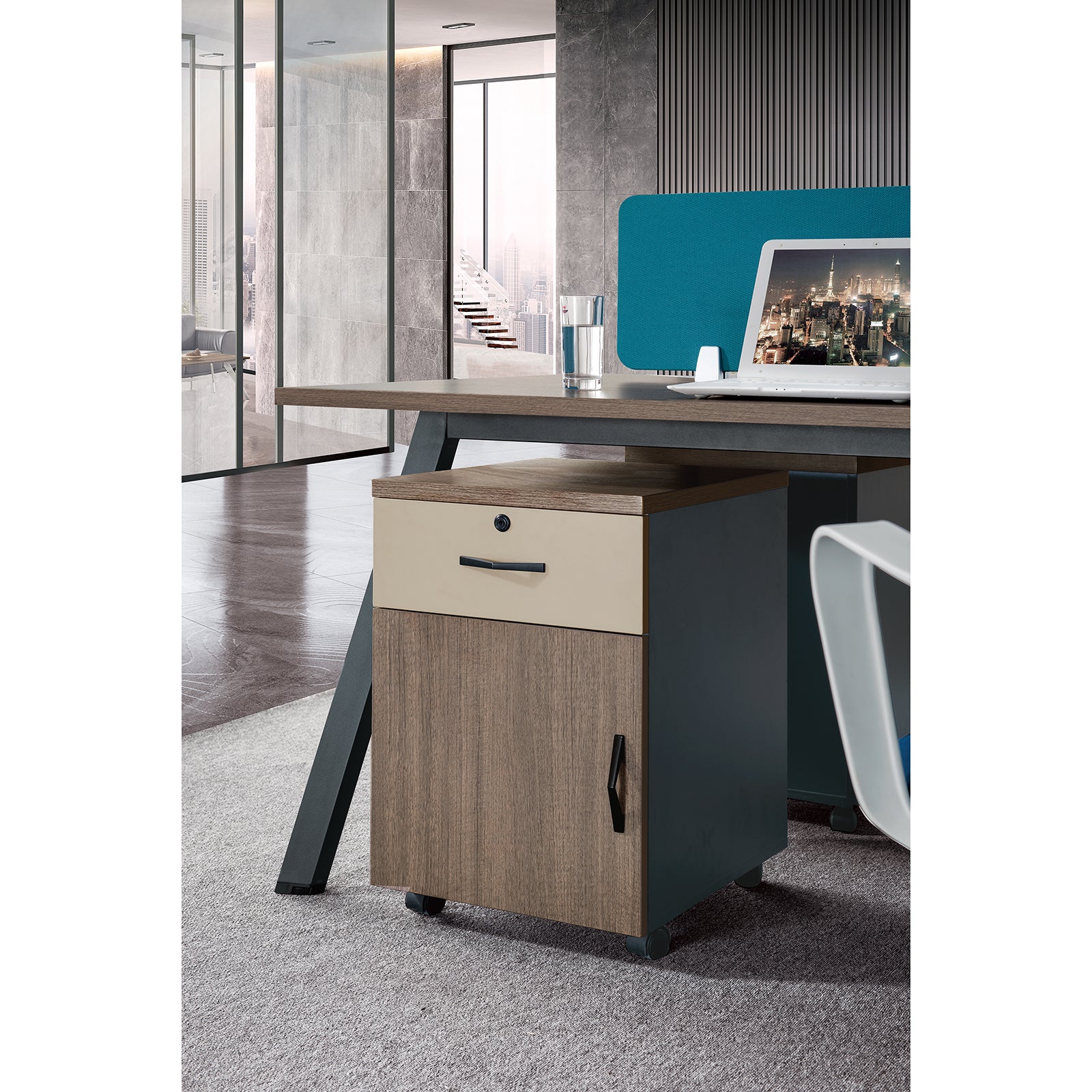 Rollbay Drawer and Cupboard Pedestal