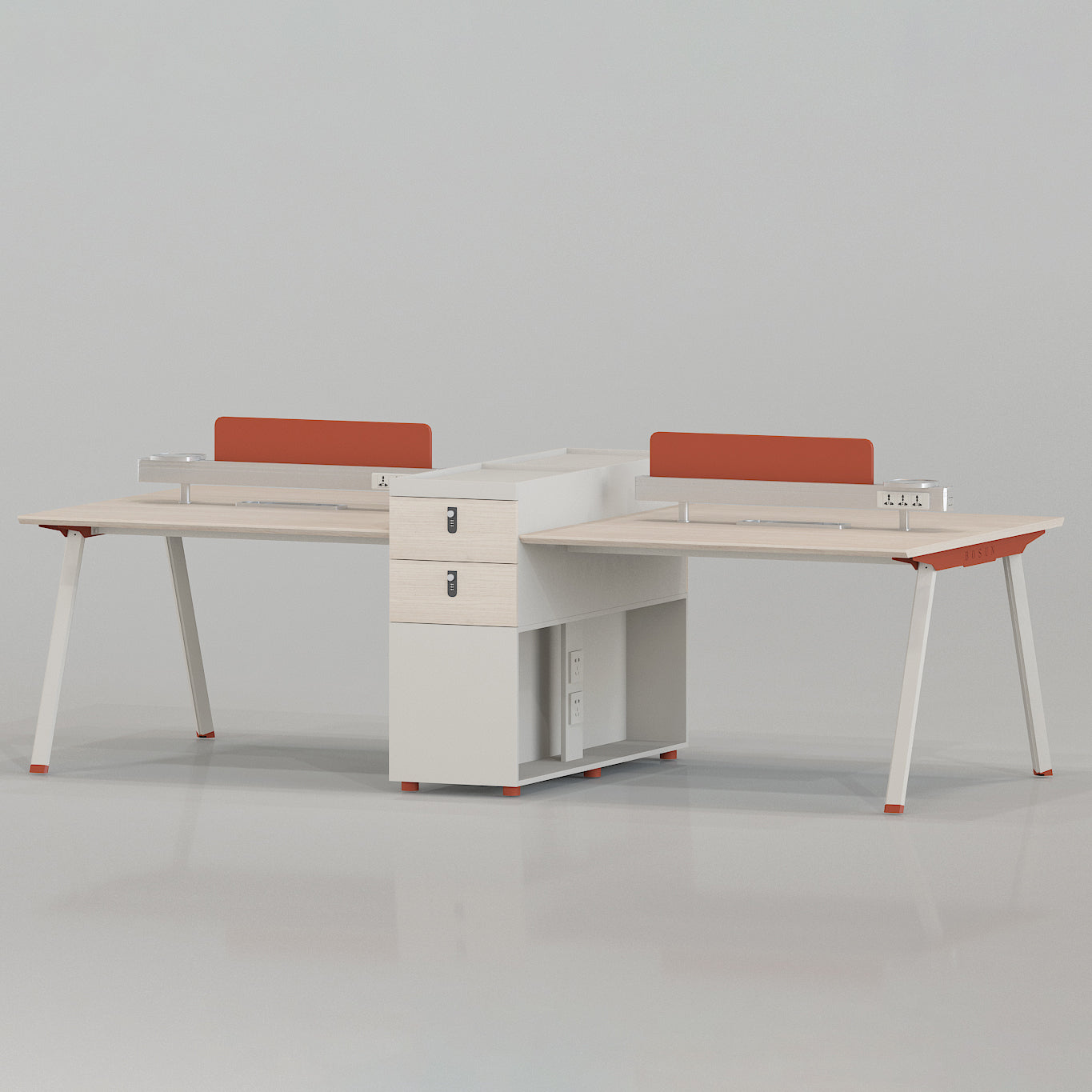 Drawerlane Four-Place Office Workstation
