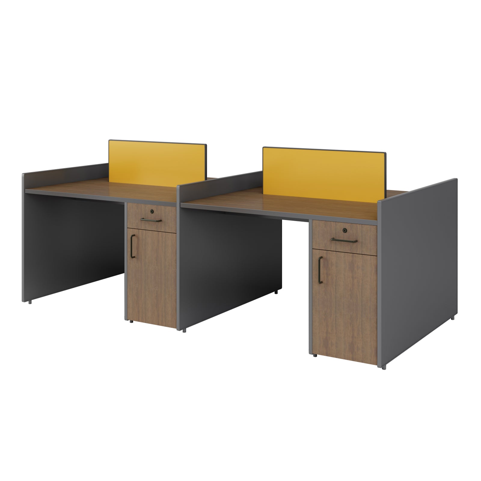 Quadpanel Four-Desk Workstation with Storage and Dividers