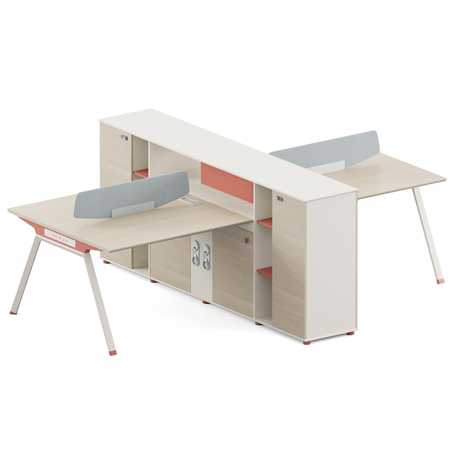 Crosshutch Four-Place Storage Workstation