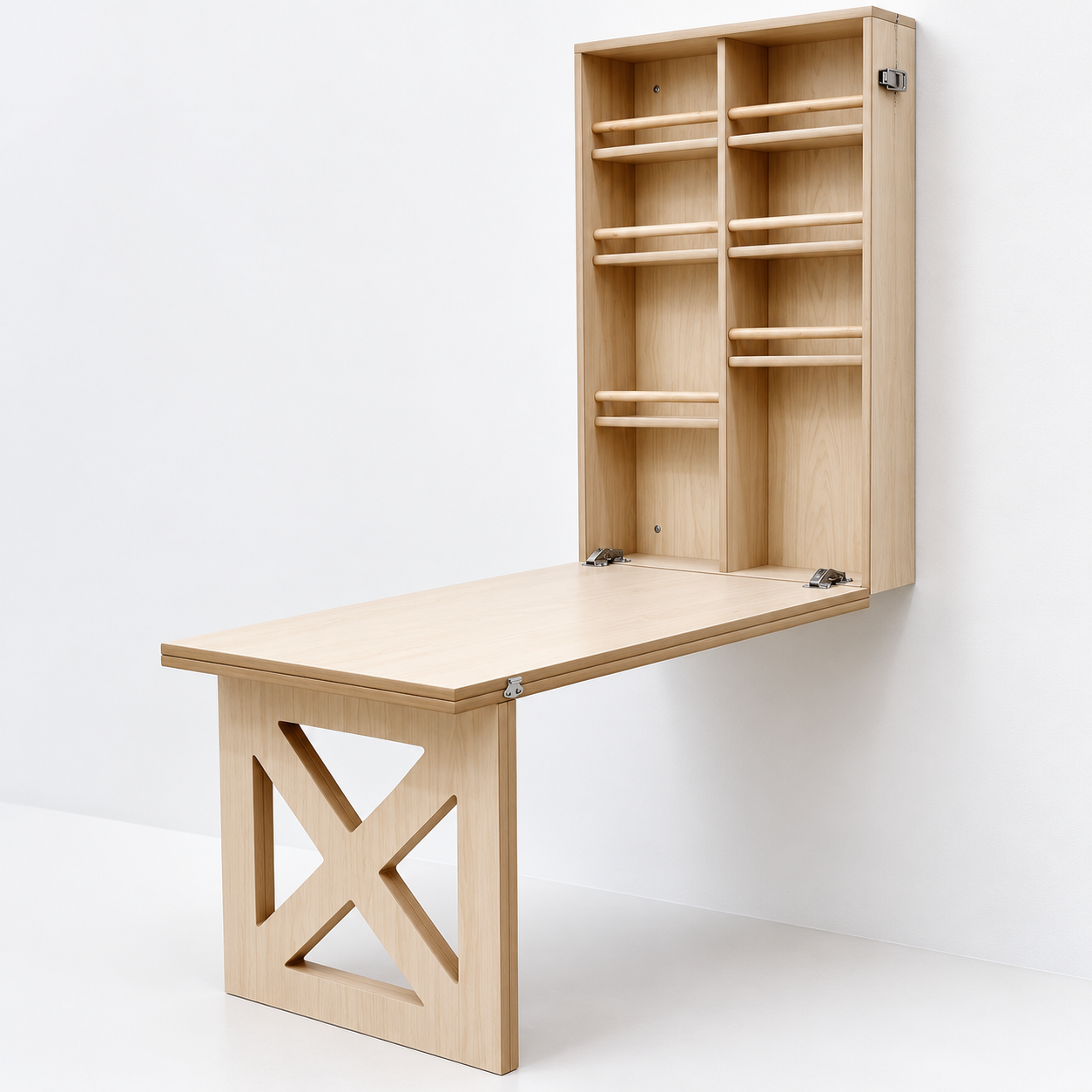 Foldspace Wall Desk with Storage Shelves
