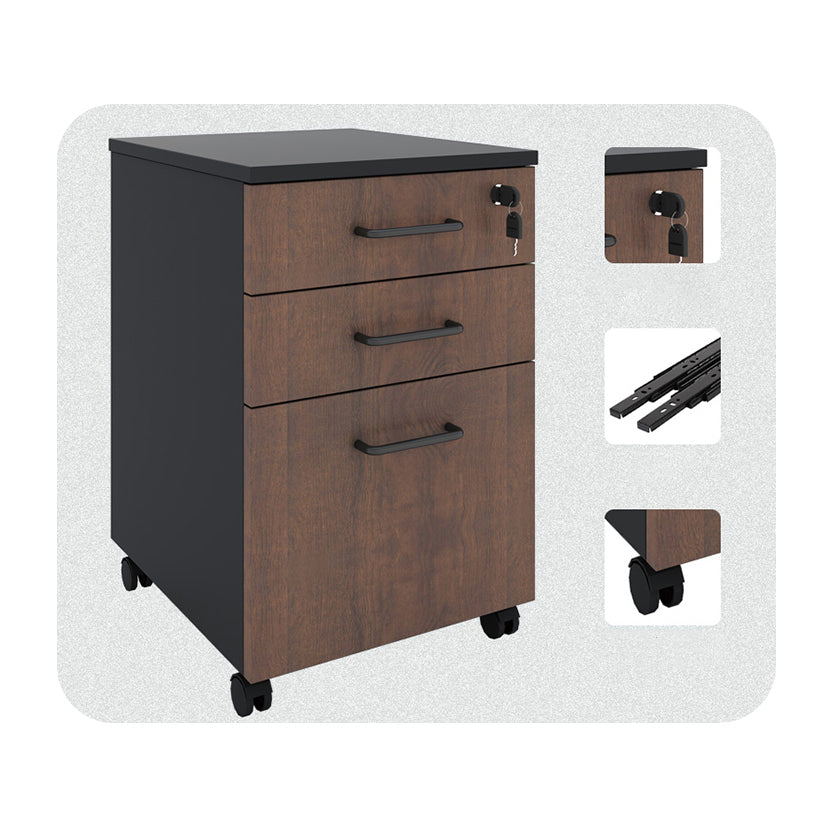Rollfile Three-Drawer Office Pedestal