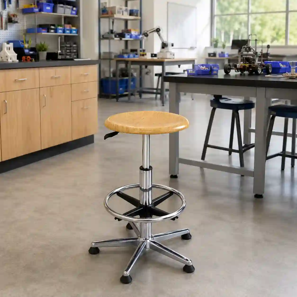 Adjustable STEM Lab Stool with Foot Ring