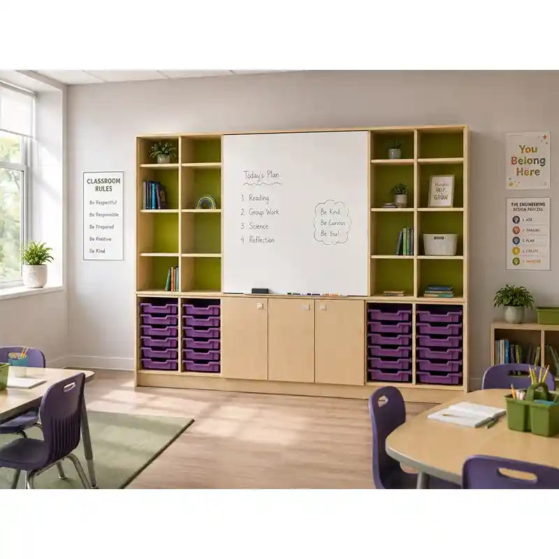 Classroom Storage Wall with Whiteboard