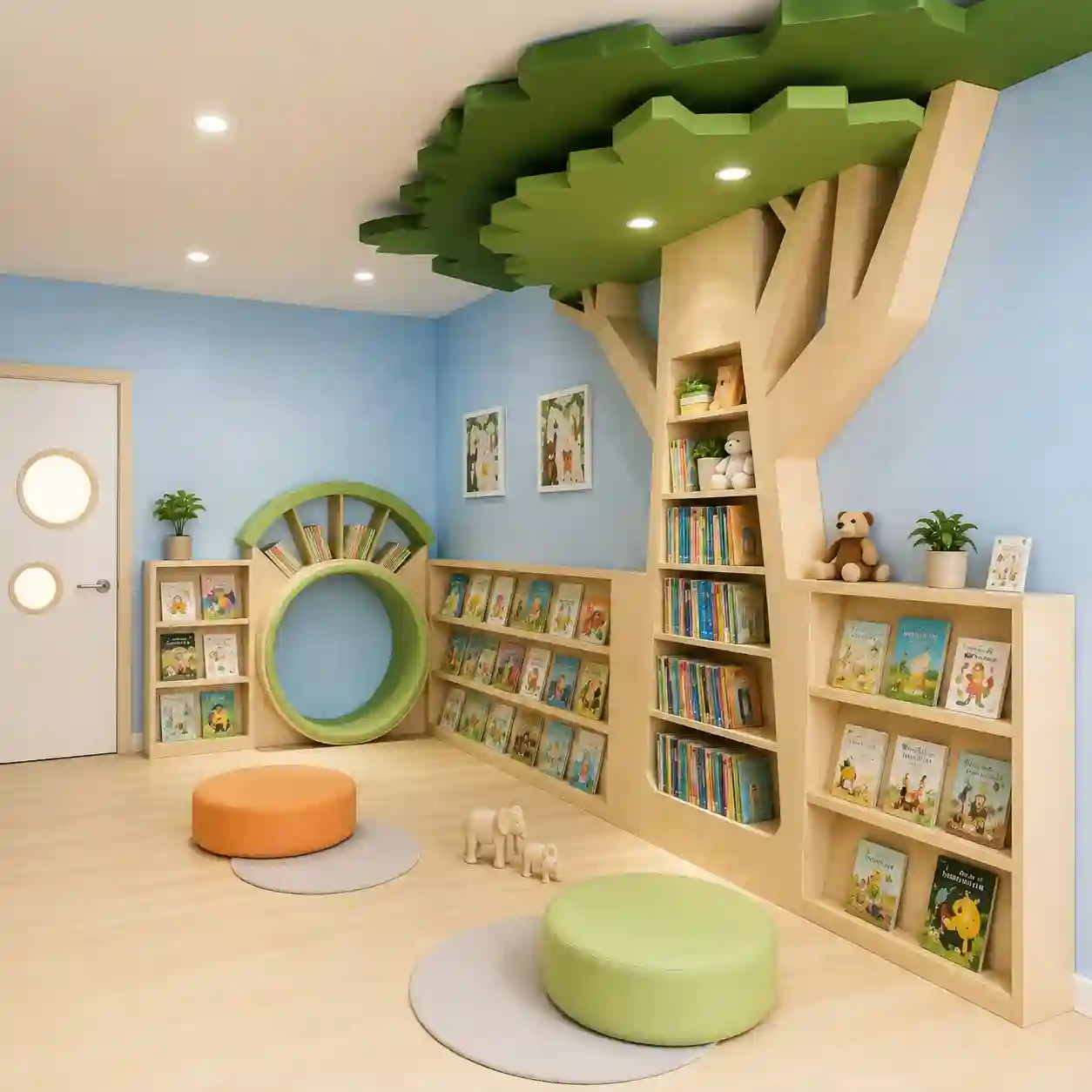 Tree-Themed Library Reading & Book Display System