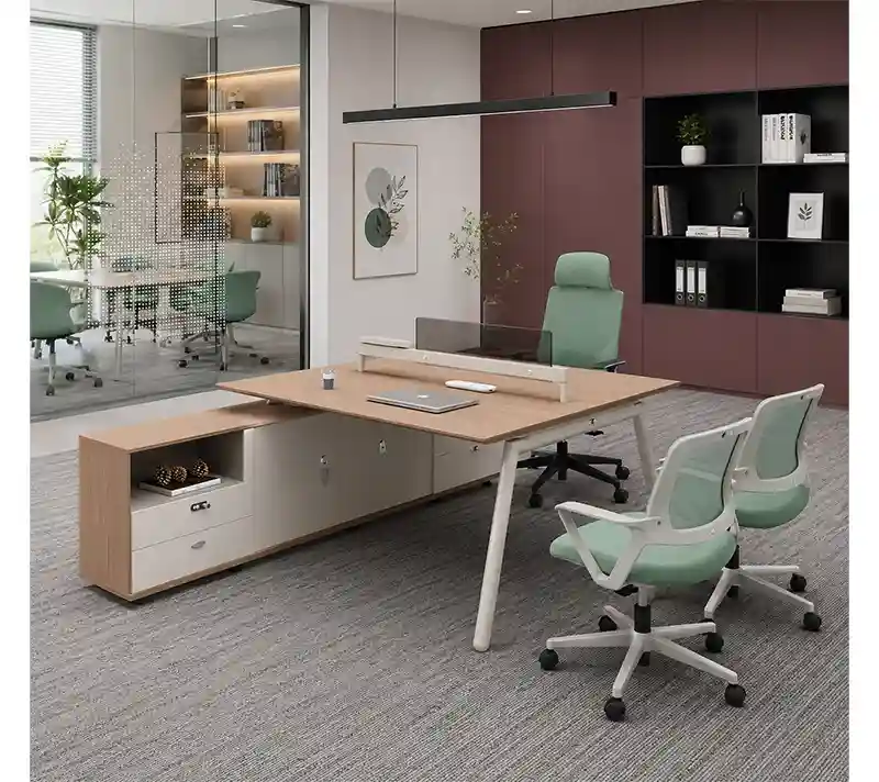 Management Desk with Side Credenza