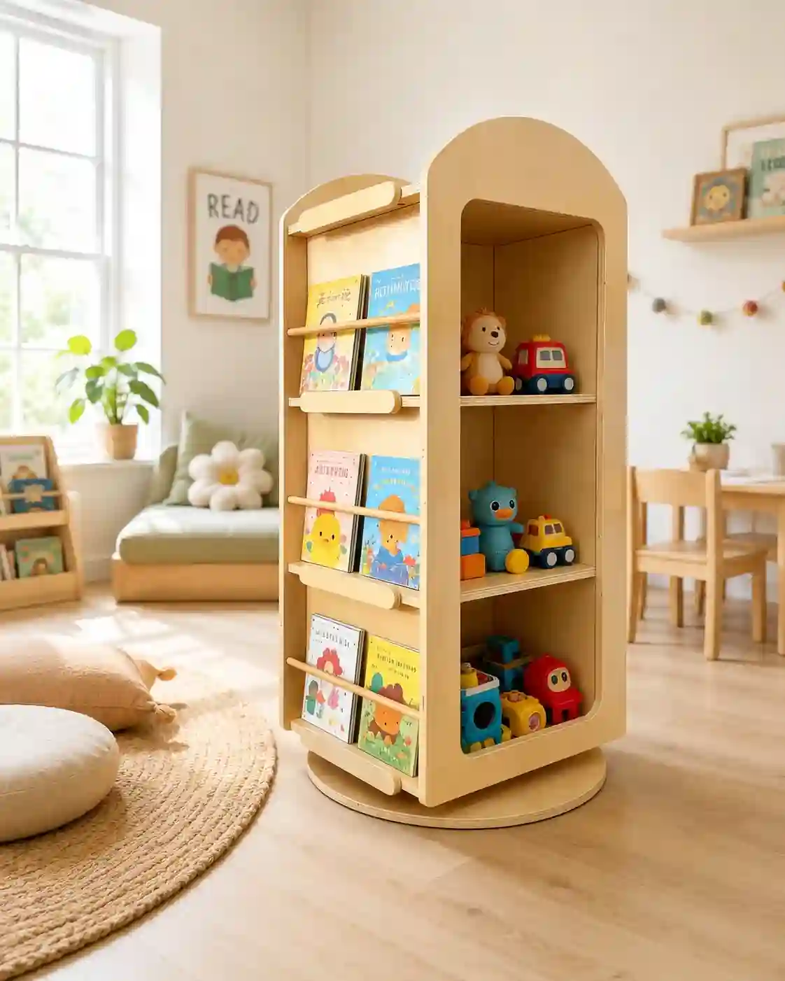 Rotating Book Display & Toy Storage Tower