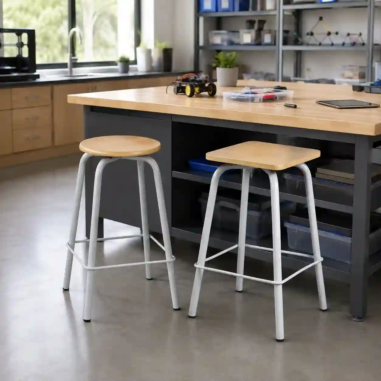 STEAM Laboratory Stool with Wooden Seat — Art Room Furniture furniture by EduJaz