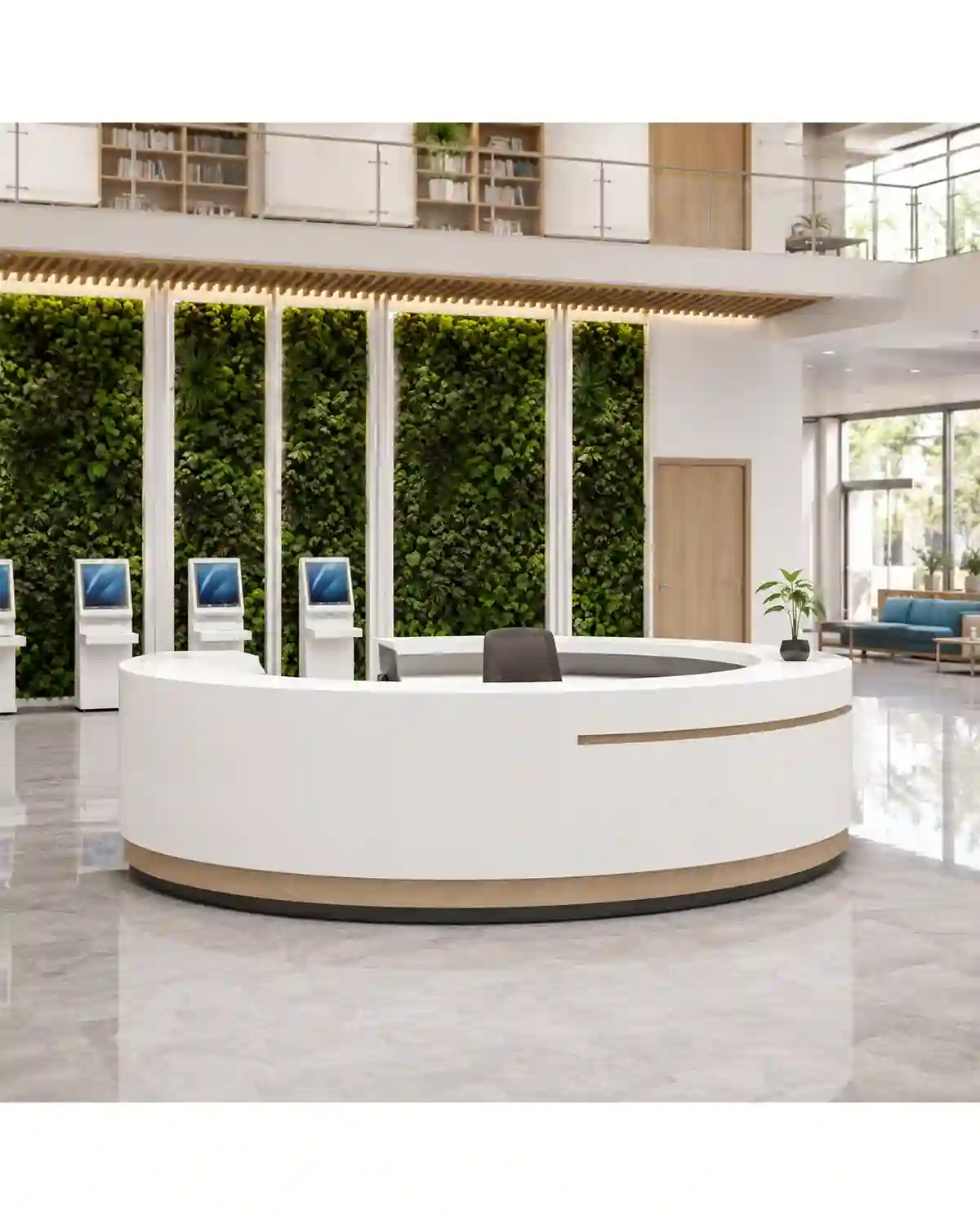 Halo Circular Reception Desk — school furniture manufactured by EduJaz