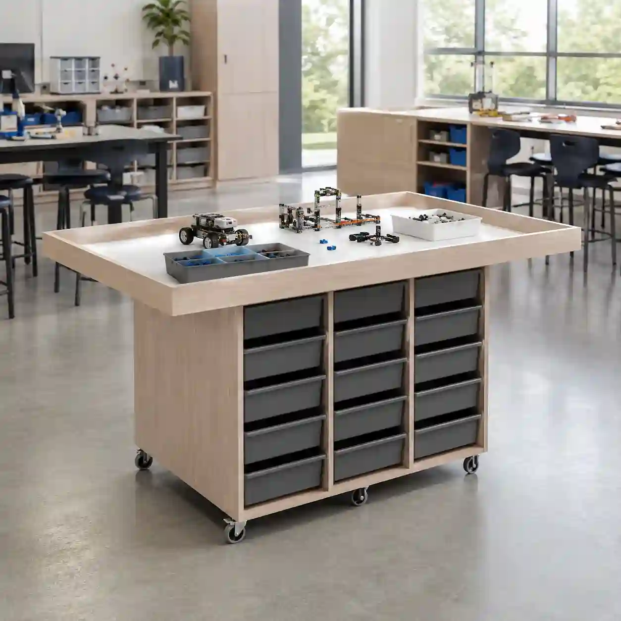 STEM Mobile Project Table with Tray Storage — school furniture manufactured by EduJaz