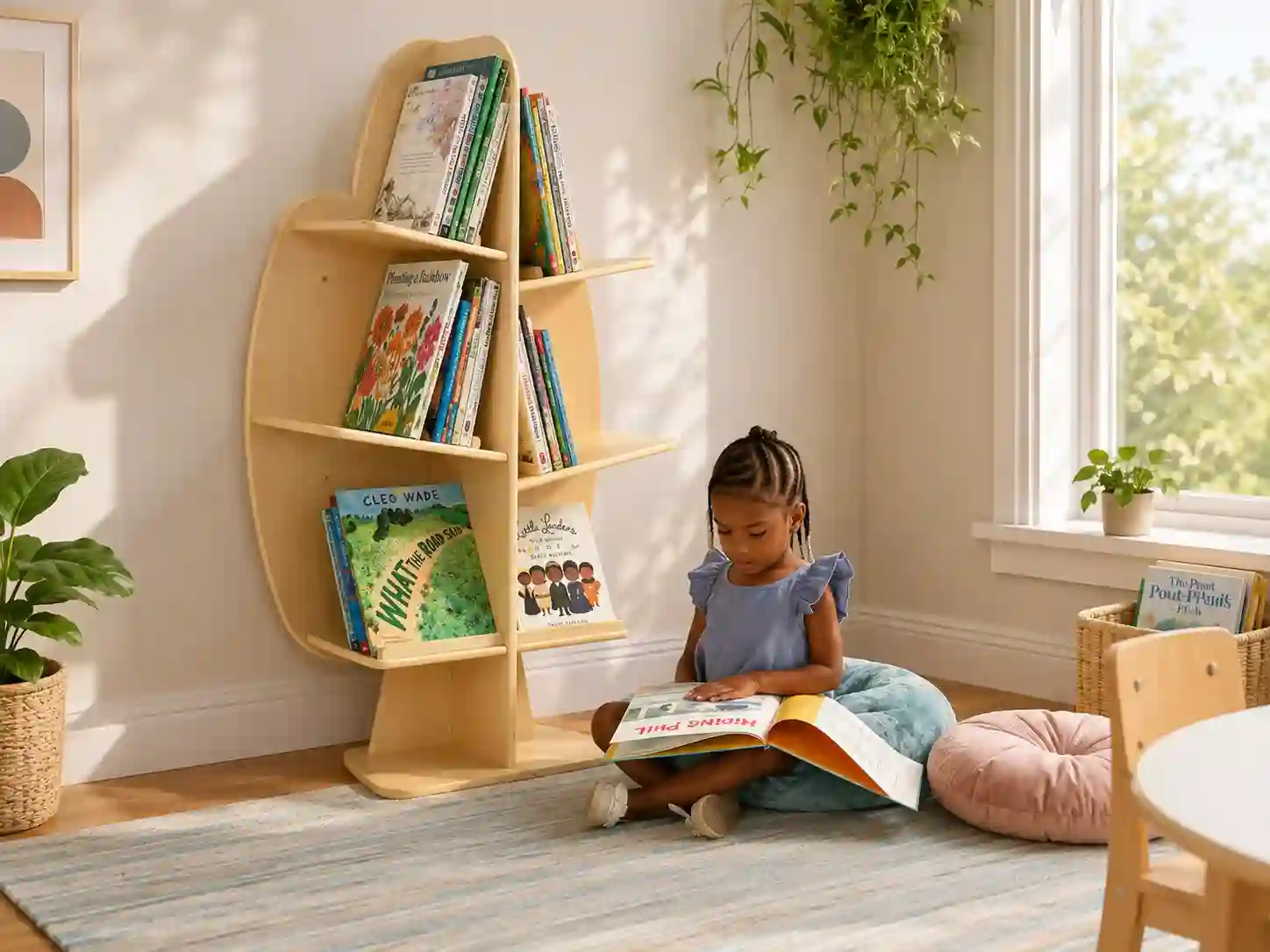Freestanding Curved Book Display Shelf