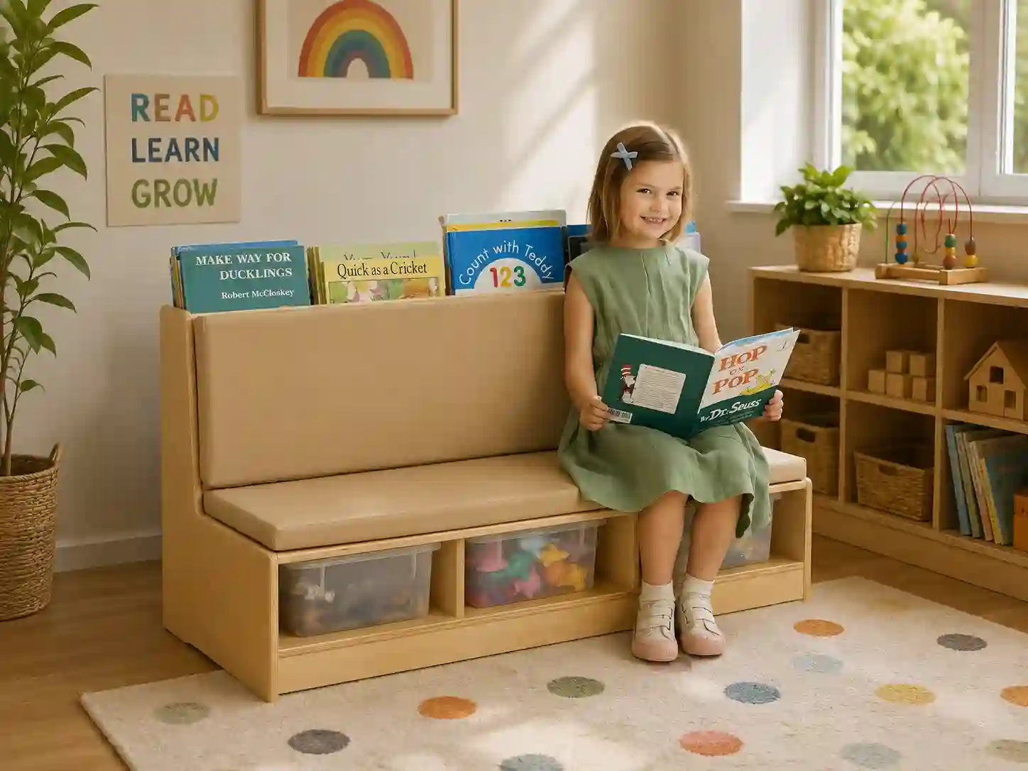 Early Years Reading Bench with Book Display & Storage Trays