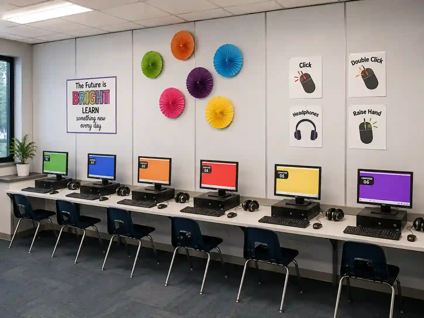 Wall-Mounted Computer Laboratory Workstation