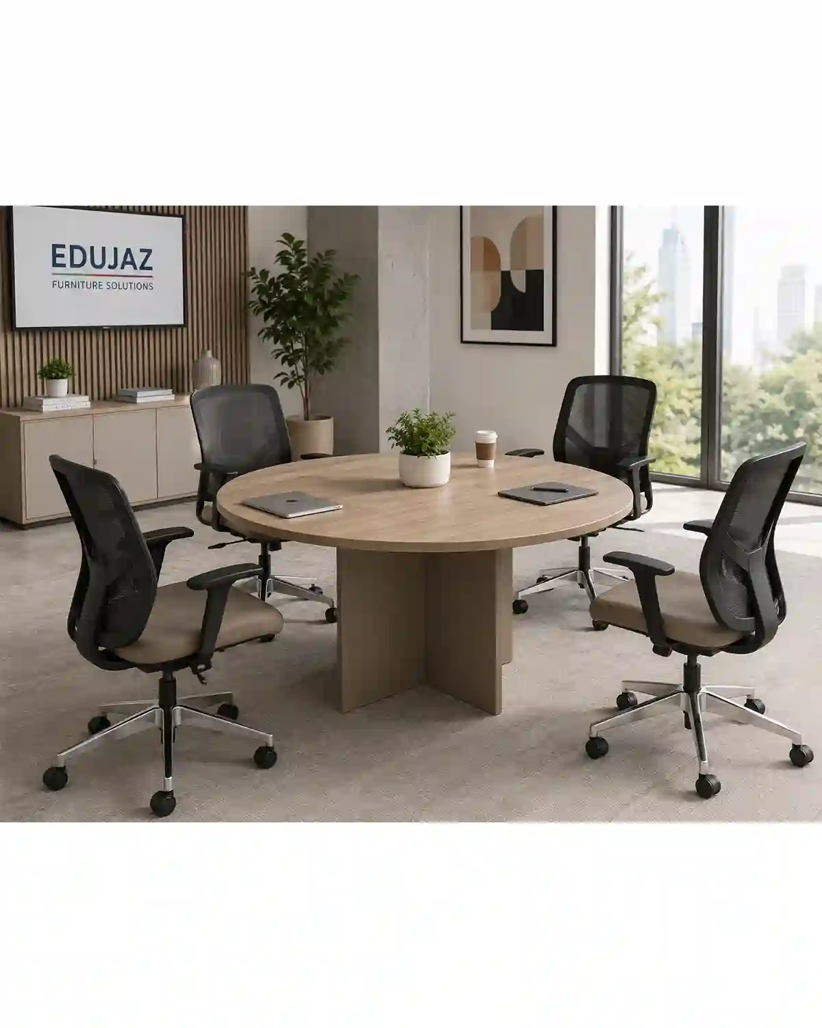 Pillar Round Meeting Table — school furniture manufactured by EduJaz