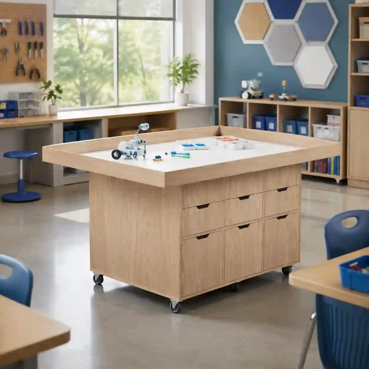 Mobile STEM Workstation with Drawer Storage — EduJaz school furniture